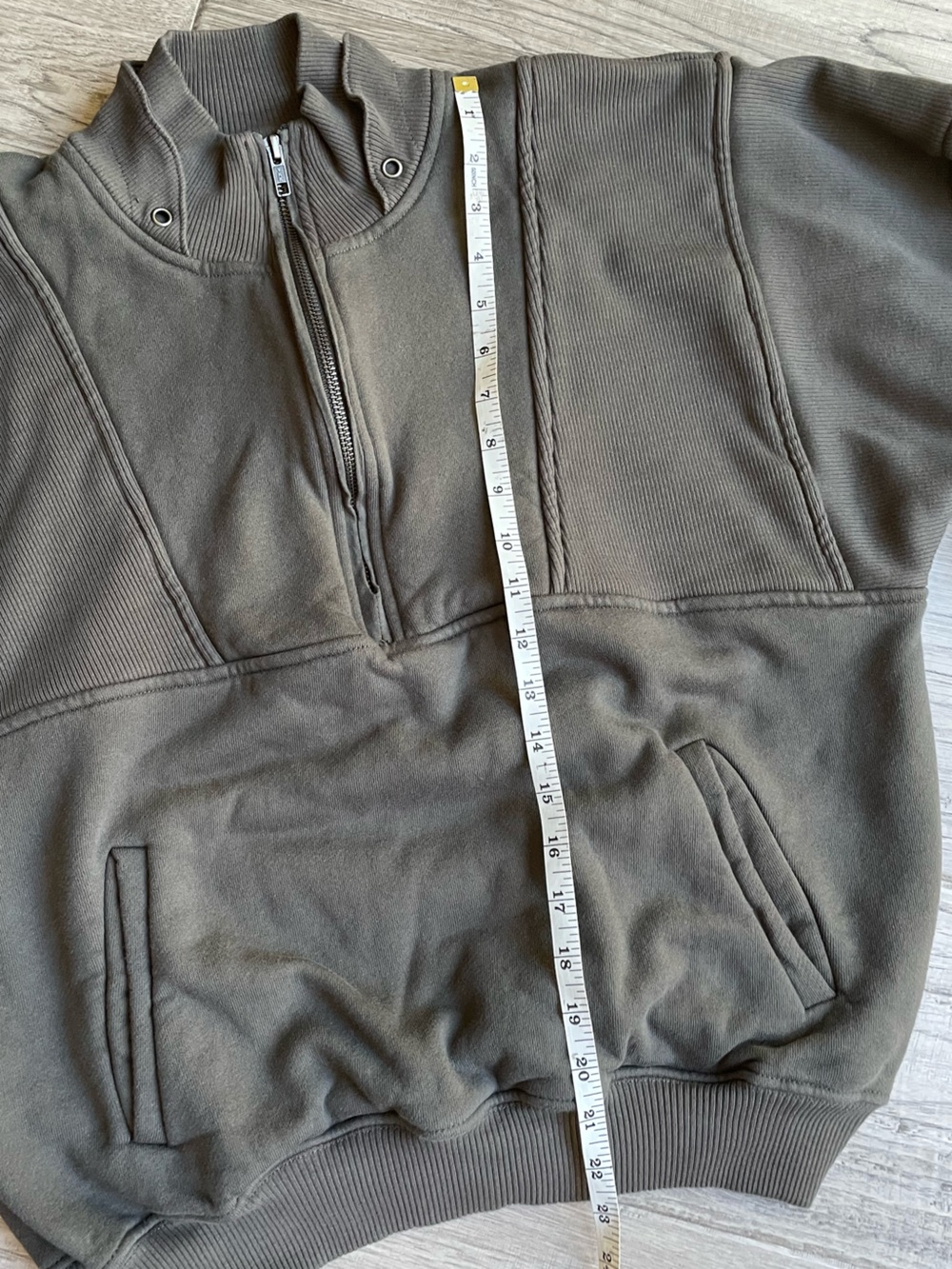 Joah Brown Retro Half Zip Pull Over Sweatshirt In Charcoal Gray Cotton SZ S/M - Picture 14 of 16